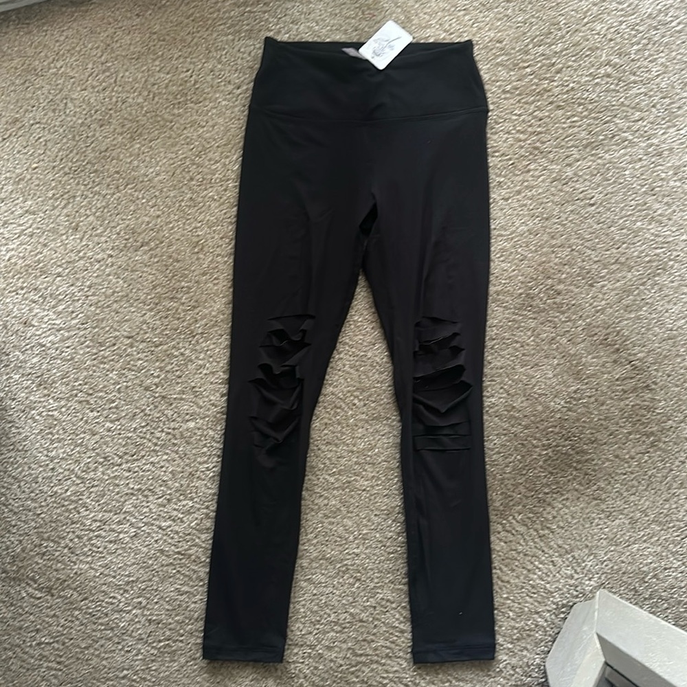 Black Ripped Leggings, Size Small